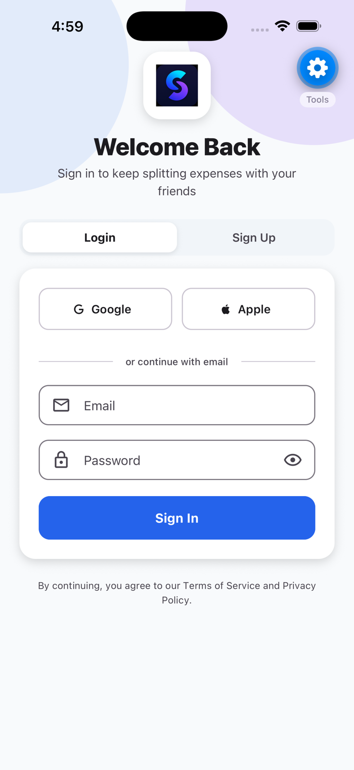 SplitVerse sign-in screen